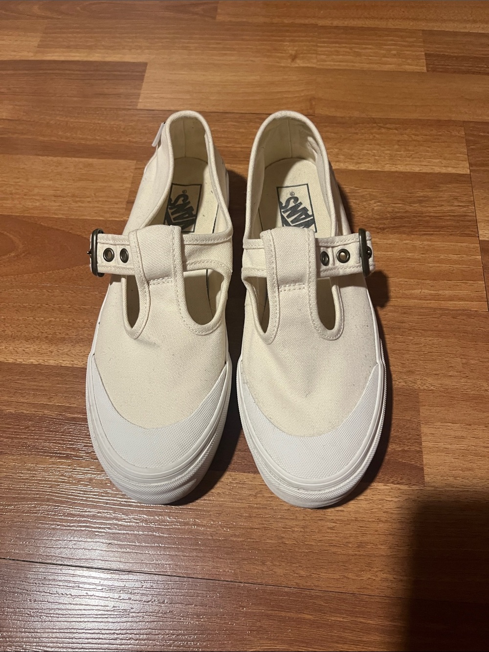 Vans Cream Canvas Mary Jane Sneakers